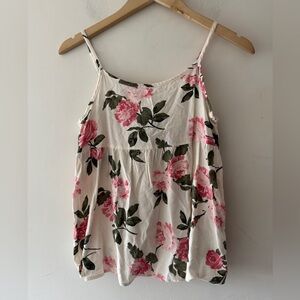 Old Navy Girls Adjustable Tie Back Cami White and Pink Rose Floral Print